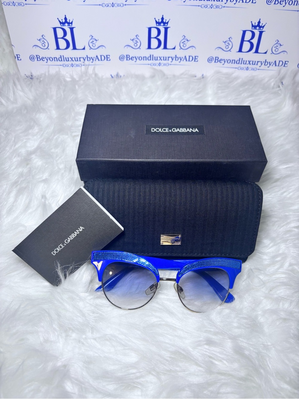 Authentic Dolce & Gabbana Royal Blue Cat-Eye Sunglasses